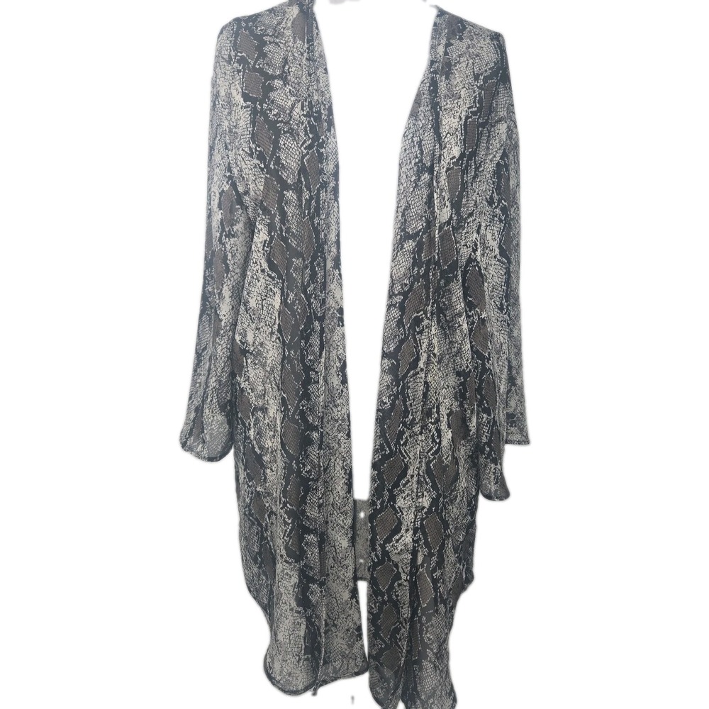 Band Of Gypsies Collection Snake Print Chiffon Kimono Style Swim Cover Wrap S